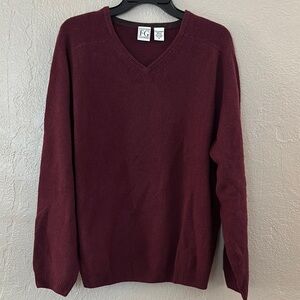 Vintage Field Gear 100% Cashmere Super Soft V-neck Sweater Burgundy Medium Mens